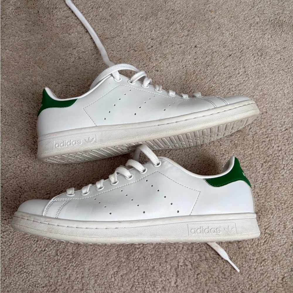 Adidas Stan Smith White and PrimeGreen Sneakers Men’s Size 8.5 - Picture 5 of 8